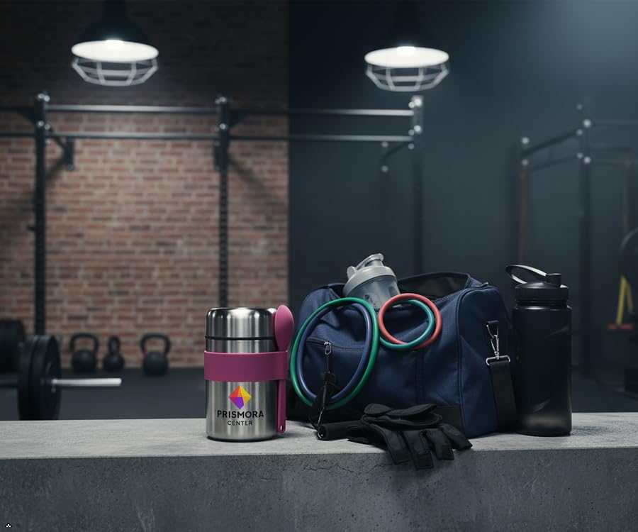 Prismora Center Insulated Vacuum Food Jar, 13.5 oz Leak-Proof Stainless Steel Food Jar for Hot & Cold Meals, BPA-Free, Dishwasher Safe, Portable & Durable Food Storage Container (Purple)