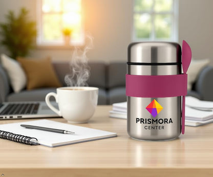 Prismora Center Insulated Vacuum Food Jar, 13.5 oz Leak-Proof Stainless Steel Food Jar for Hot & Cold Meals, BPA-Free, Dishwasher Safe, Portable & Durable Food Storage Container (Purple)