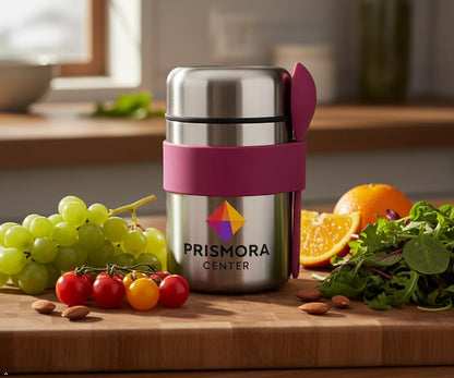Prismora Center Insulated Vacuum Food Jar, 13.5 oz Leak-Proof Stainless Steel Food Jar for Hot & Cold Meals, BPA-Free, Dishwasher Safe, Portable & Durable Food Storage Container (Purple)