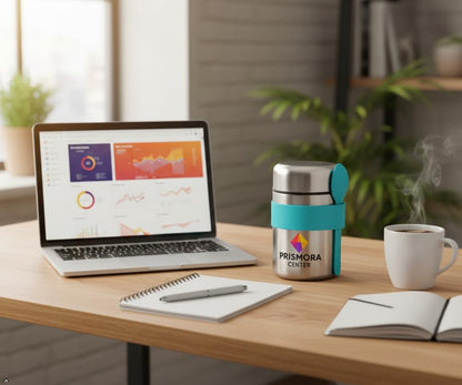 Prismora Center Insulated Vacuum Food Jar, 13.5 oz Leak-Proof Stainless Steel Food Jar for Hot & Cold Meals, BPA-Free, Dishwasher Safe, Portable & Durable Food Storage Container (Blue)