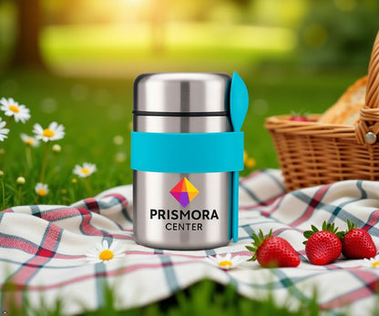 Prismora Center Insulated Vacuum Food Jar, 13.5 oz Leak-Proof Stainless Steel Food Jar for Hot & Cold Meals, BPA-Free, Dishwasher Safe, Portable & Durable Food Storage Container (Blue)