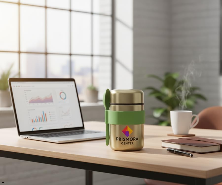 Prismora Center Insulated Vacuum Food Jar, 13.5 oz Leak-Proof Stainless Steel Food Jar for Hot & Cold Meals, BPA-Free, Dishwasher Safe, Portable & Durable Food Storage Container (Green)