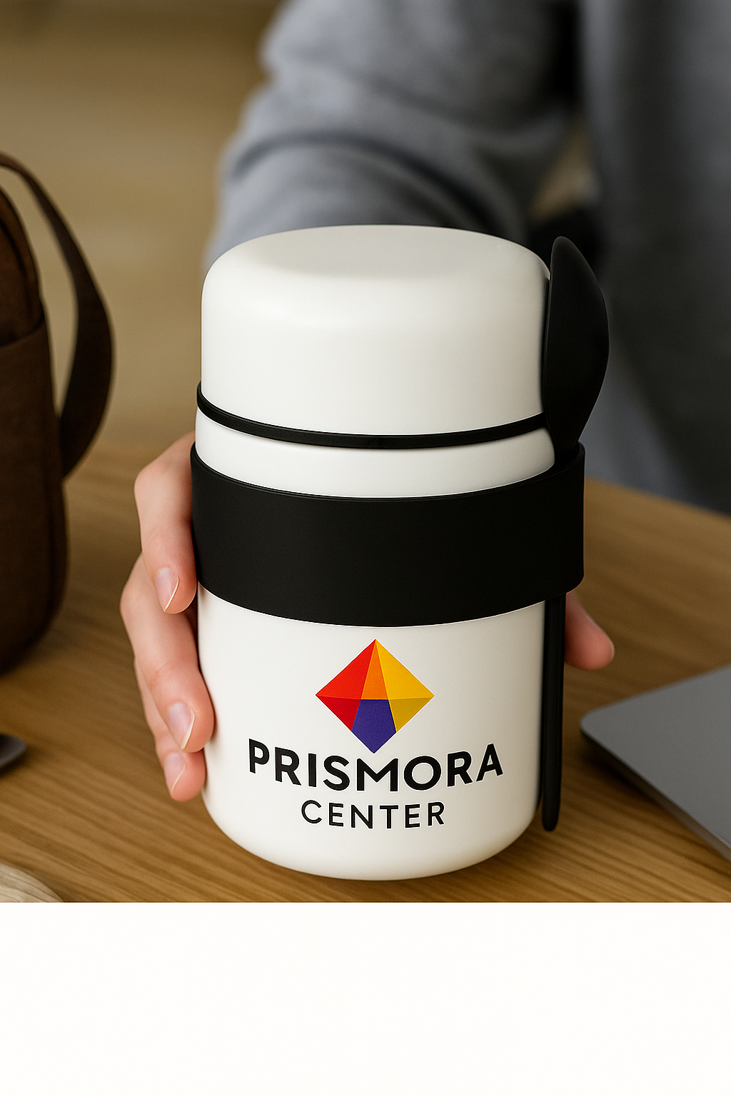 Prismora Center Insulated Vacuum Food Jar, 13.5 oz Leak-Proof Stainless Steel Food Jar for Hot & Cold Meals, BPA-Free, Dishwasher Safe, Portable & Durable Food Storage Container (White)