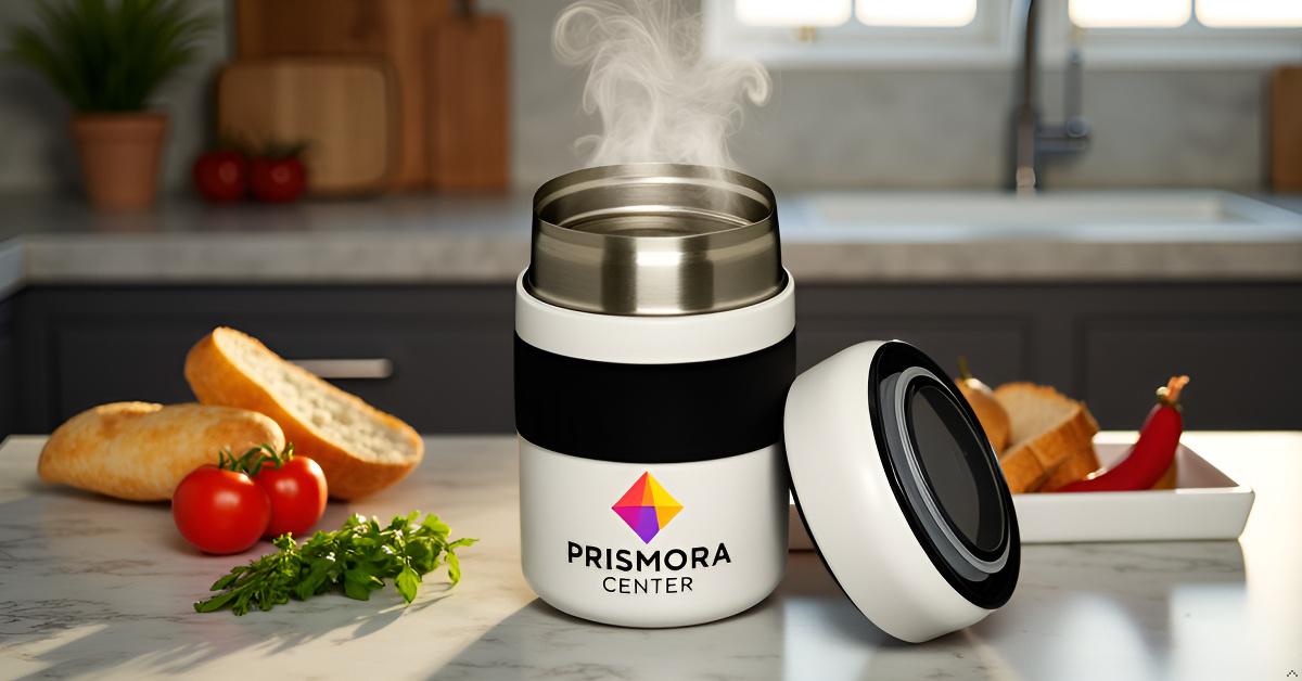 Prismora Center Insulated Vacuum Food Jar, 13.5 oz Leak-Proof Stainless Steel Food Jar for Hot & Cold Meals, BPA-Free, Dishwasher Safe, Portable & Durable Food Storage Container (White)