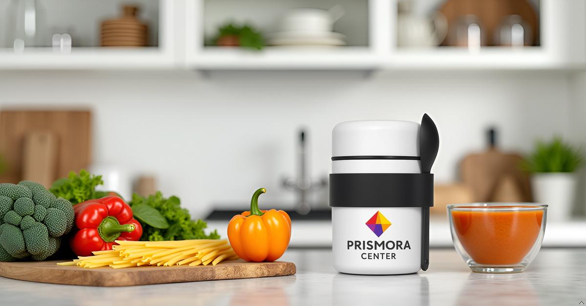 Prismora Center Insulated Vacuum Food Jar, 13.5 oz Leak-Proof Stainless Steel Food Jar for Hot & Cold Meals, BPA-Free, Dishwasher Safe, Portable & Durable Food Storage Container (White)