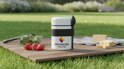 Prismora Center Insulated Vacuum Food Jar, 13.5 oz Leak-Proof Stainless Steel Food Jar for Hot & Cold Meals, BPA-Free, Dishwasher Safe, Portable & Durable Food Storage Container (White)